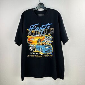 Fast & Furious Tshirt Mens 2XL Black Cotton‎ Car Racing Graphic Tee Short Sleeve